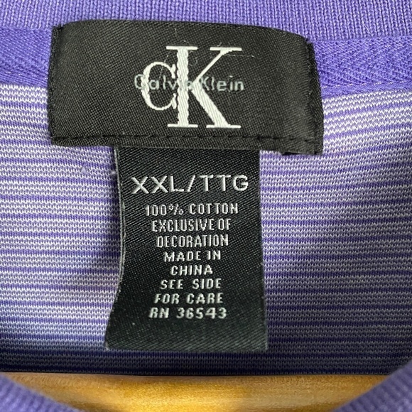 Calvin Klein Men's Purple Horizontal Stripe Short Sleeve Polo Shirt Size XXL - Picture 2 of 12